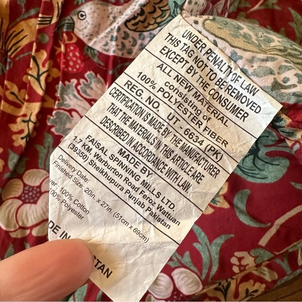William Sonoma William Morris Queen Comforter Strawberry Thief Print Pillow Sham